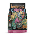 The front of a 12 ounce bag of Bones Coffee Company Sweet Tater Swirl coffee.