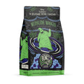 The front of a 12 ounce bag of Bones Coffee Company Mudslide Boogie coffee inspired by Disney Tim Burton’s The Nightmare Before Christmas. Its flavor is mudslide and it has Oogie Boogie on the art.