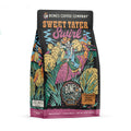 The front of a 12 ounce bag of Bones Coffee Company Sweet Tater Swirl coffee.